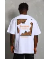 Erkek Baskılı Tişört Kısa Kol Bisiklet Yaka Oversize T-Shirt - Beyaz