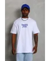Erkek Baskılı Tişört Kısa Kol Bisiklet Yaka Oversize T-Shirt - Beyaz