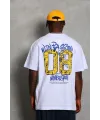 Erkek Baskılı Tişört Kısa Kol Bisiklet Yaka Oversize T-Shirt - Beyaz