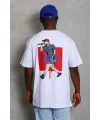 Erkek Baskılı Tişört Kısa Kol Bisiklet Yaka Oversize T-Shirt - Beyaz