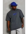 Erkek Baskılı Tişört Kısa Kol Bisiklet Yaka Oversize T-Shirt - Füme