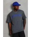Erkek Baskılı Tişort Kısa Kol Bisiklet Yaka Oversize T-Shirt - Füme