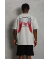Erkek Baskılı Tişört Kısa Kol Bisiklet Yaka Oversize T-Shirt - Gri