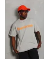 Erkek Baskılı Tişört Kısa Kol Bisiklet Yaka Oversize T-Shirt - Gri