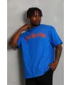 Erkek Baskılı Tişört Kısa Kol Bisiklet Yaka Oversize T-Shirt - Mavi