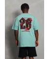 Erkek Baskılı Tişört Kısa Kol Bisiklet Yaka Oversize T-Shirt - Mint Yeşili