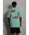 Erkek Baskılı Tişört Kısa Kol Bisiklet Yaka Oversize T-Shirt - Mint Yeşili