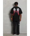 Erkek Baskılı Tişört Kısa Kol Bisiklet Yaka Oversize T-Shirt - Siyah