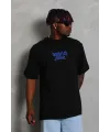 Erkek Baskılı Tişört Kısa Kol Bisiklet Yaka Oversize T-Shirt - - Siyah
