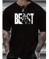 Erkek Baskılı Tişört Kısa Kol Bisiklet Yaka Oversize T-Shirt - Siyah
