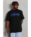 Erkek Baskılı Tişört Kısa Kol Bisiklet Yaka Oversize T-Shirt - Siyah