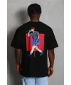 Erkek Baskılı Tişört Kısa Kol Bisiklet Yaka Oversize T-Shirt - - Siyah