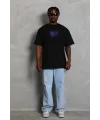 Erkek Baskılı Tişört Kısa Kol Bisiklet Yaka Oversize T-Shirt - - Siyah