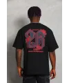 Erkek Baskılı Tişört Kısa Kol Bisiklet Yaka Oversize T-Shirt - Siyah