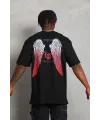 Erkek Baskılı Tişört Kısa Kol Bisiklet Yaka Oversize T-Shirt - Siyah