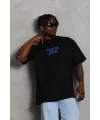 Erkek Baskılı Tişört Kısa Kol Bisiklet Yaka Oversize T-Shirt - - Siyah
