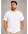 Erkek Battal Big Size Basic Tişört Bisiklet Yaka Rahat Kalıp T-Shirt - Beyaz