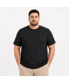 Erkek Battal Big Size Basic Tişört Bisiklet Yaka Rahat Kalıp T-Shirt - Siyah