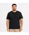 Erkek Battal Big Size Basic Tişört Bisiklet Yaka Rahat Kalıp T-Shirt - Siyah