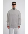 ERKEK Bisikilet Yaka 3 İplik Pamuklu SweatShirt - Gri