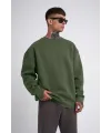 ERKEK Bisikilet Yaka 3 İplik Pamuklu SweatShirt - Haki