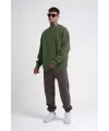 ERKEK Bisikilet Yaka 3 İplik Pamuklu SweatShirt - Haki