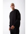 ERKEK Bisikilet Yaka 3 İplik Pamuklu SweatShirt - Siyah