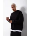 ERKEK Bisikilet Yaka 3 İplik Pamuklu SweatShirt - Siyah
