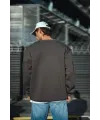 Erkek Bisiklet Yaka 3 iplik Pamuklu Basic SweatShirt  - Antrasit