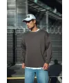Erkek Bisiklet Yaka 3 iplik Pamuklu Basic SweatShirt  - Antrasit