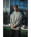 Erkek Bisiklet Yaka 3 İplik pamuklu Basic SweatShirt - Boyalı Gri