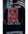 Erkek Bisiklet Yaka 3 İplik Pamuklu Baskılı SweatShirt - Siyah