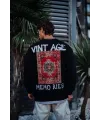 Erkek Bisiklet Yaka 3 İplik Pamuklu Baskılı SweatShirt - Siyah