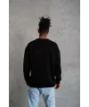 Erkek Bisiklet Yaka Baskılı 3 İplik Pamuklu Sweatshirt -  Siyah