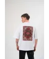 Erkek Bisiklet Yaka Baskılı Kısa kol T-Shirt - Beyaz