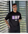 ERKEK Bisiklet Yaka Baskılı Oversize Kısa kol T-Shirt - Siyah
