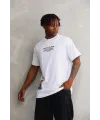Erkek Bisiklet Yaka Baskılı Oversize T-Shirt - Beyaz