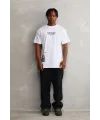 Erkek Bisiklet Yaka Baskılı Oversize T-Shirt - Beyaz