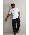 Erkek Bisiklet Yaka Baskılı Oversize T-Shirt - Beyaz