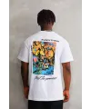 Erkek Bisiklet Yaka Baskılı Oversize T-Shirt - Beyaz