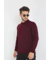 Erkek Bisiklet yaka Kazak Uzun Kol Dokuma Triko - Bordo