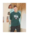 Erkek Bisiklet Yaka Tişört Nakış İşlemeli Kısa Kol Oversize T-Shirt - Yeşil