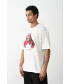 Erkek Box Eldiven Baskılı T-Shirt Kısa Kol Bisiklet Yaka Tişört - Beyaz