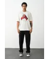 Erkek Box Eldiven Baskılı T-Shirt Kısa Kol Bisiklet Yaka Tişört - Beyaz