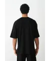 Erkek Boxy Eldiven Baskılı T-Shirt Kısa Kol Bisiklet Yaka Tişört - Siyah