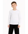 Erkek Çocuk Basic Uzun Kollu Tişört Okul Günlük Rahat T-Shirt - Beyaz
