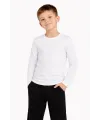 Erkek Çocuk Basic Uzun Kollu Tişört Okul Günlük Rahat T-Shirt - Beyaz