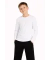 Erkek Çocuk Basic Uzun Kollu Tişört Okul Günlük Rahat T-Shirt - Beyaz