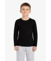Erkek Çocuk Basic Uzun Kollu Tişört Okul Günlük Rahat T-Shirt - Siyah