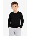 Erkek Çocuk Basic Uzun Kollu Tişört Okul Günlük Rahat T-Shirt - Siyah